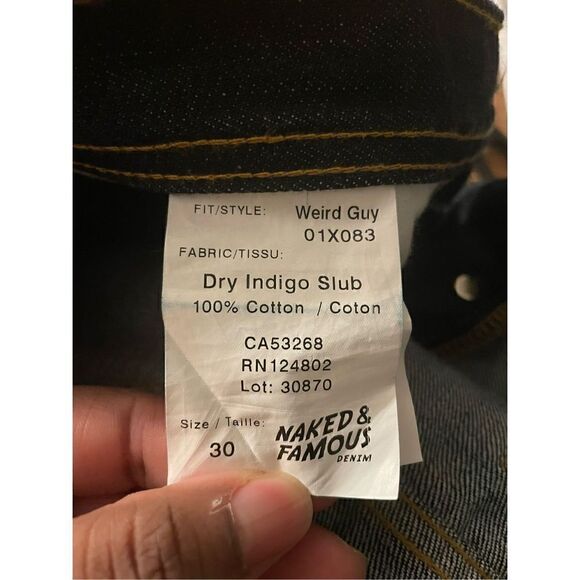Naked & Famous Denim Jeans Mens 30 Weird Guy Dry Indigo Slub Japanese Fabric - Picture 7 of 8
